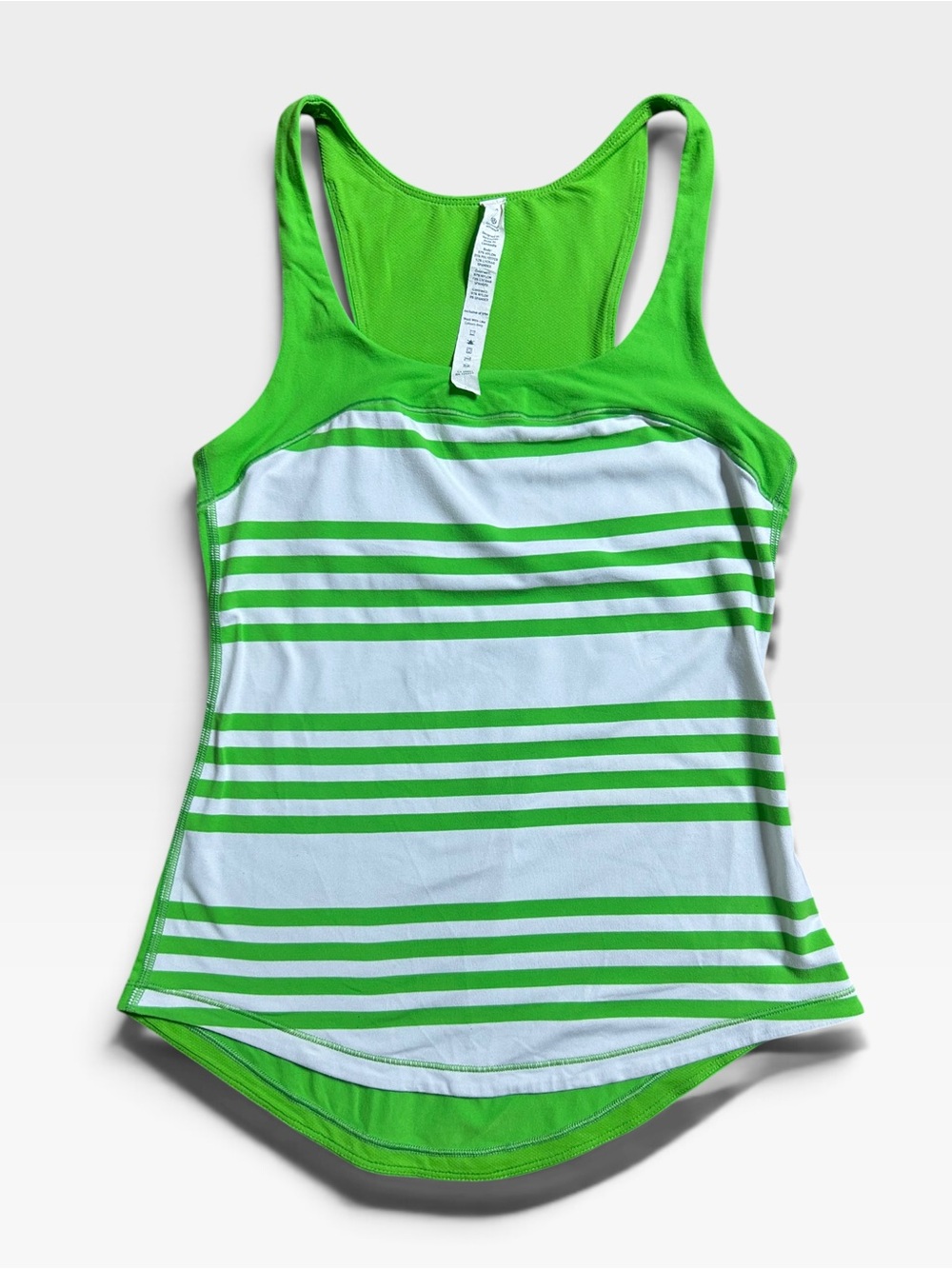 Lululemon Run First Base Tank Ocean Stripe Frond Green White Sz 4